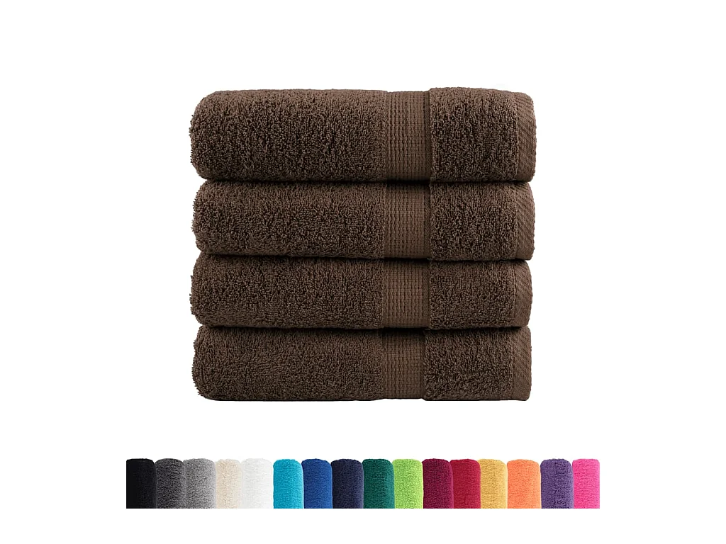 Serviettes de bain de qualité supérieure marron 4pcs 100% coton FR921738