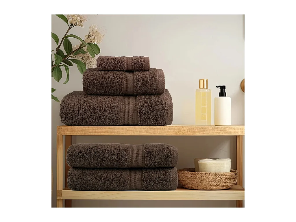 Serviettes de bain de qualité supérieure marron 4pcs 100% coton FR921738