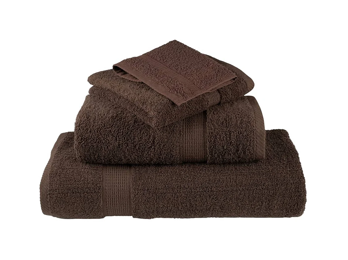 Serviettes de bain de qualité supérieure marron 4pcs 100% coton FR921738