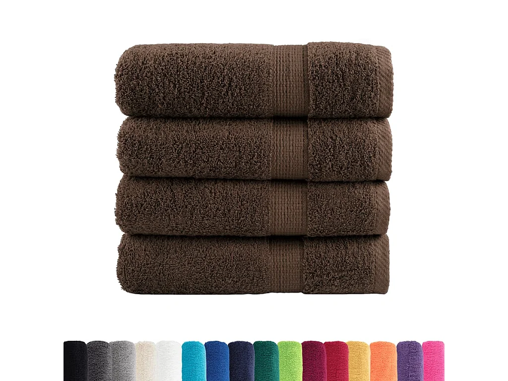 Serviettes de bain de qualité supérieure marron 4pcs 100% coton FR921738