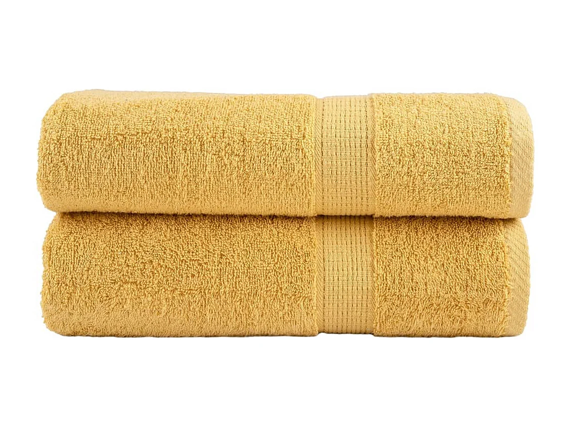 Serviettes de bain de qualité supérieure 2 pcs doré 100% coton FR519937