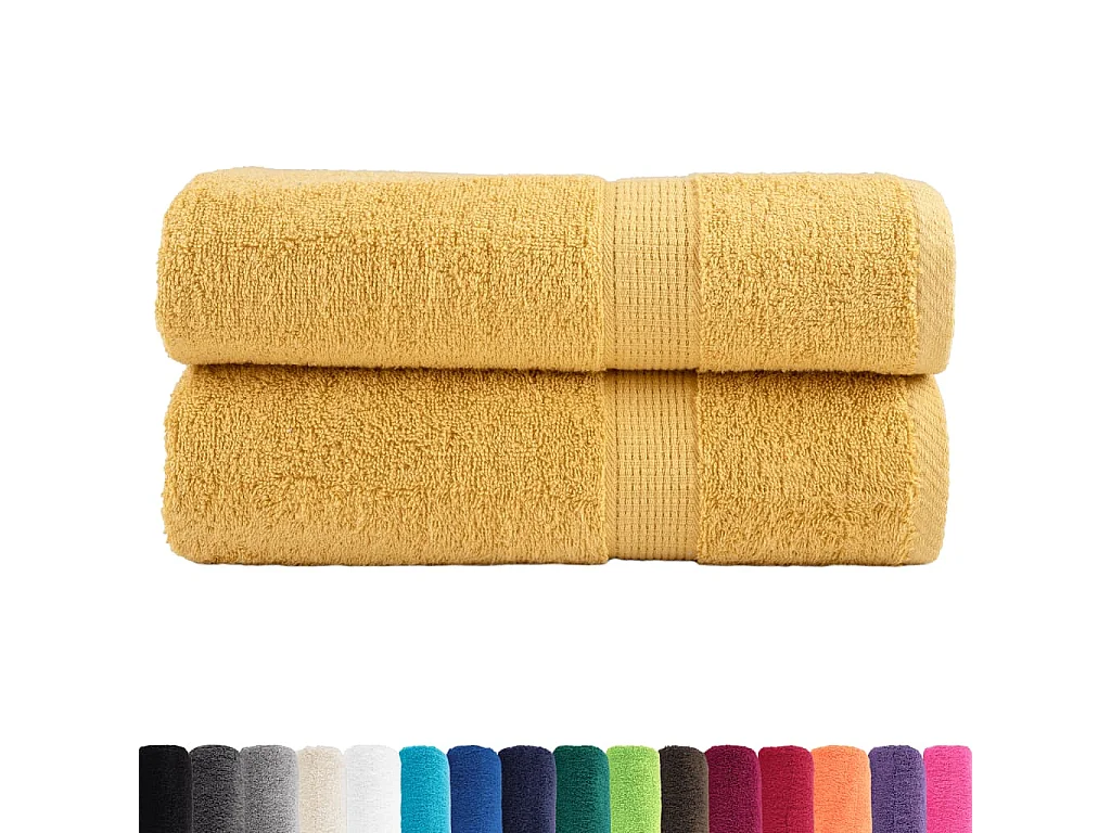 Serviettes de bain de qualité supérieure 2 pcs doré 100% coton FR519937