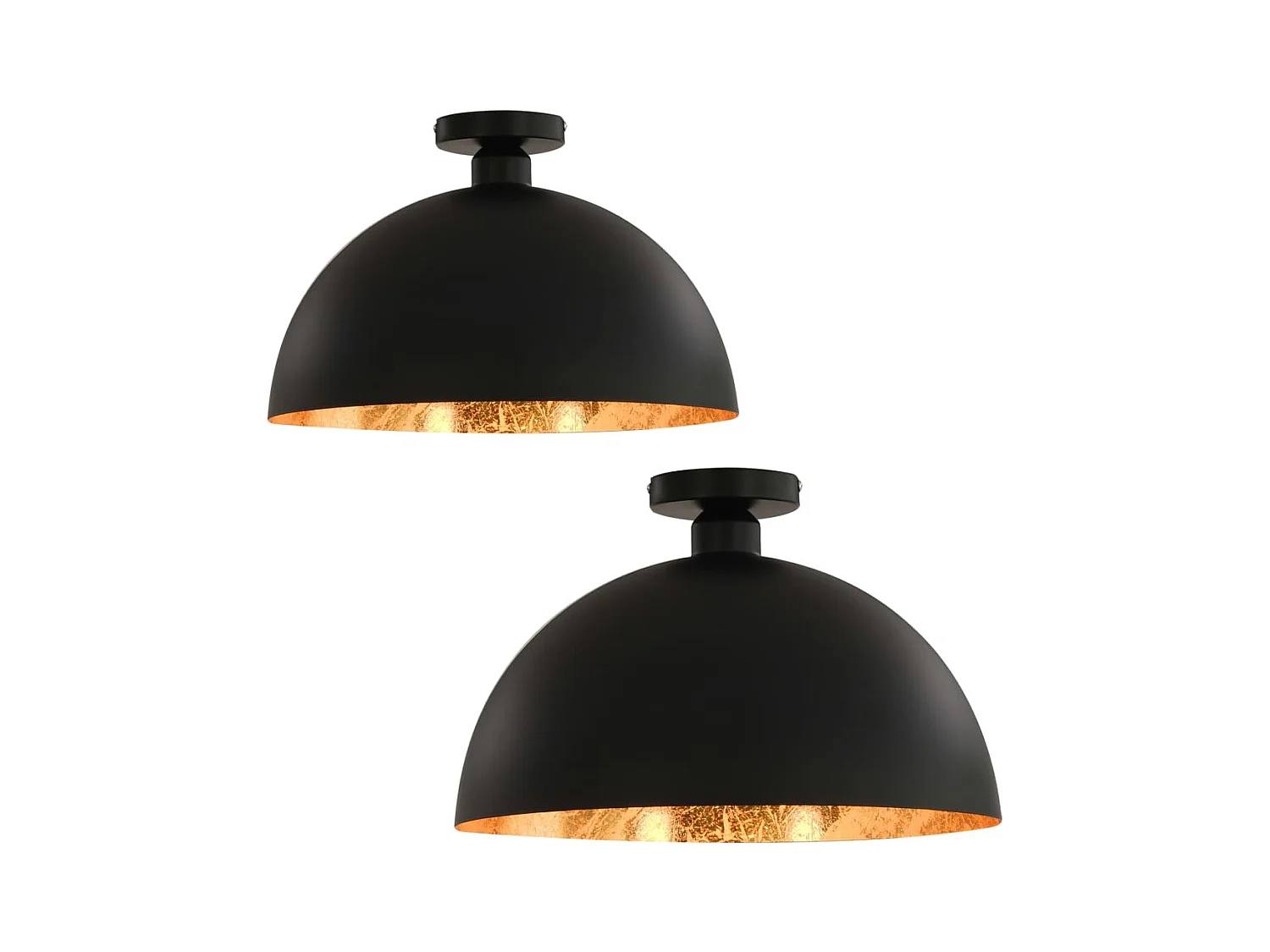 Plafonniers 2 pcs Noir et doré Semi-sphérique E27 FR370580
