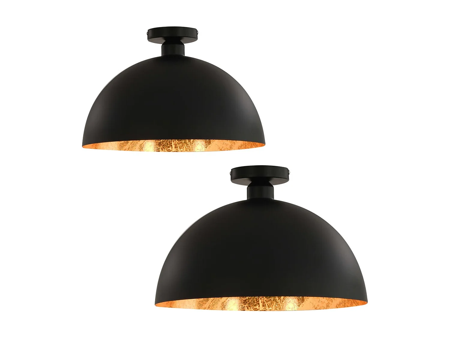 Plafonniers 2 pcs Noir et doré Semi-sphérique E27 FR370580