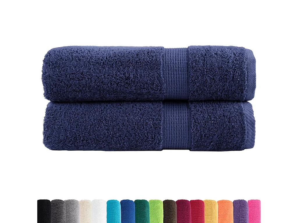 Toallas de baño 2 uds 100% algodón azul marino 100x150cm 600gsm ES602861