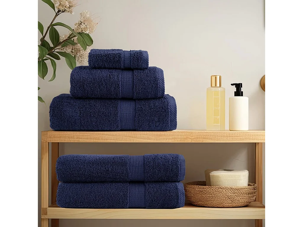 Toallas de baño 2 uds 100% algodón azul marino 100x150cm 600gsm ES602861