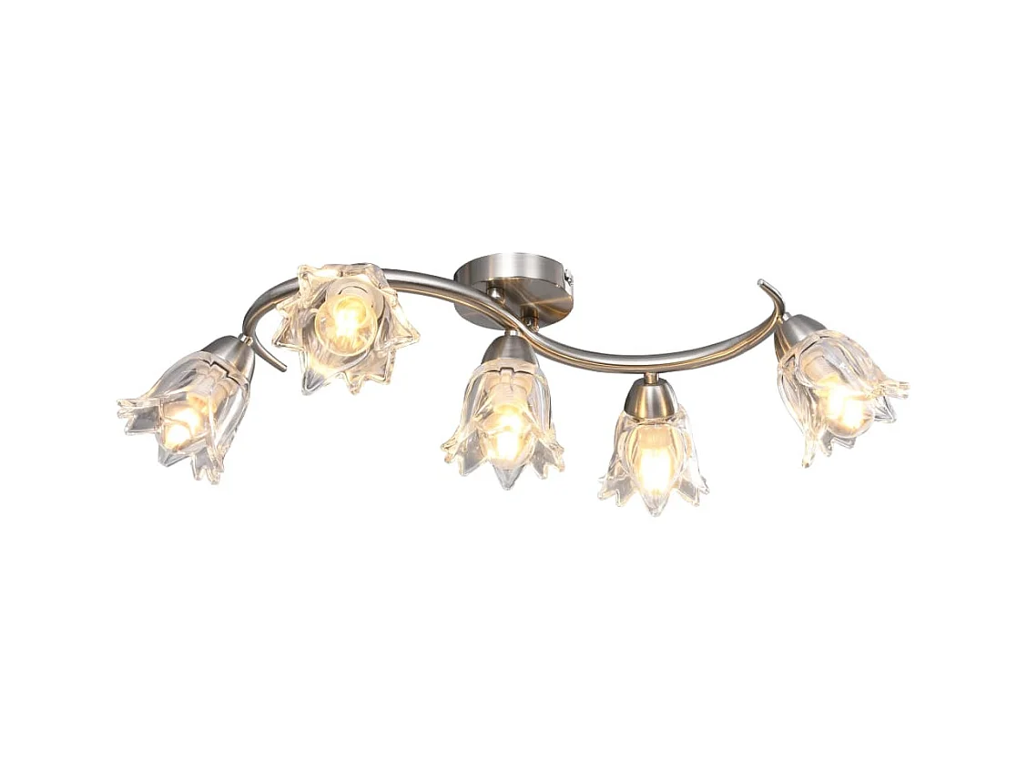 Plafonnier et abat-jour verre transparent 5 ampoules E14 Tulipe FR320839