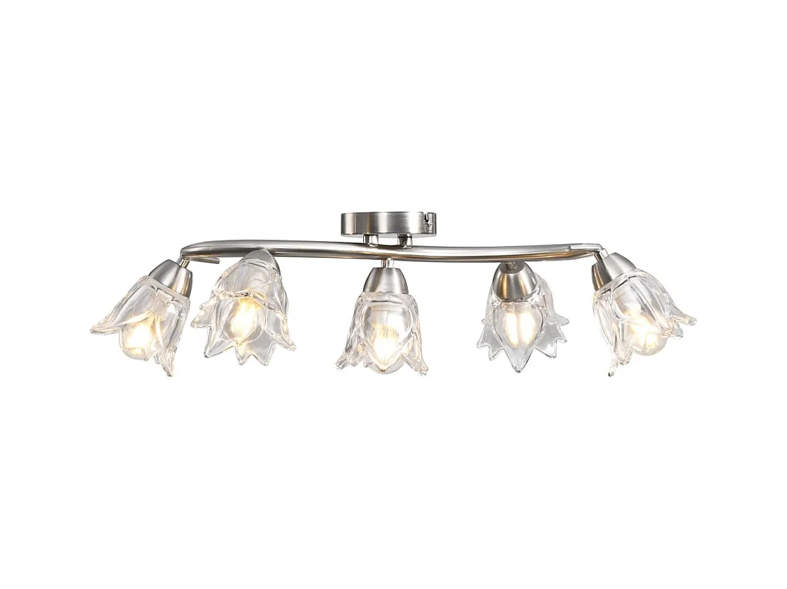 Plafonnier et abat-jour verre transparent 5 ampoules E14 Tulipe FR320839