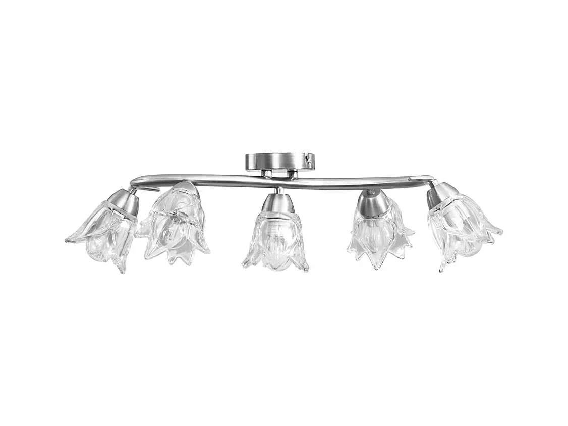 Plafonnier et abat-jour verre transparent 5 ampoules E14 Tulipe FR320839