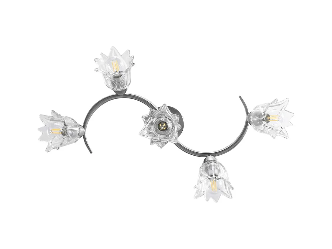 Plafonnier et abat-jour verre transparent 5 ampoules E14 Tulipe FR320839