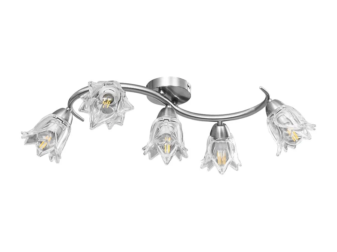 Plafonnier et abat-jour verre transparent 5 ampoules E14 Tulipe FR320839