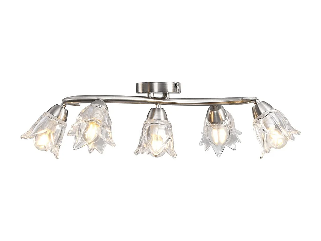 Plafonnier et abat-jour verre transparent 5 ampoules E14 Tulipe FR320839