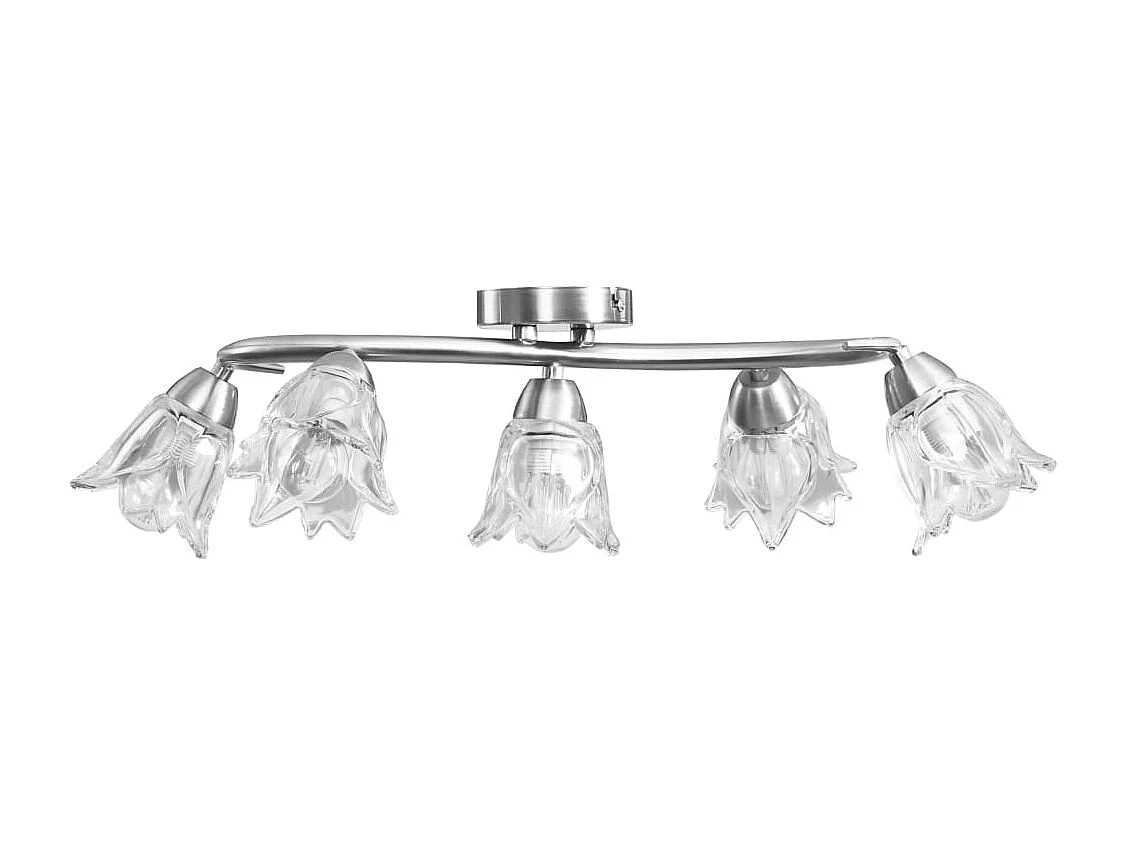 Plafonnier et abat-jour verre transparent 5 ampoules E14 Tulipe FR320839