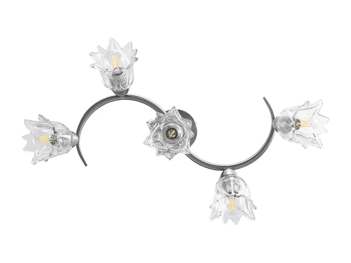 Plafonnier et abat-jour verre transparent 5 ampoules E14 Tulipe FR320839