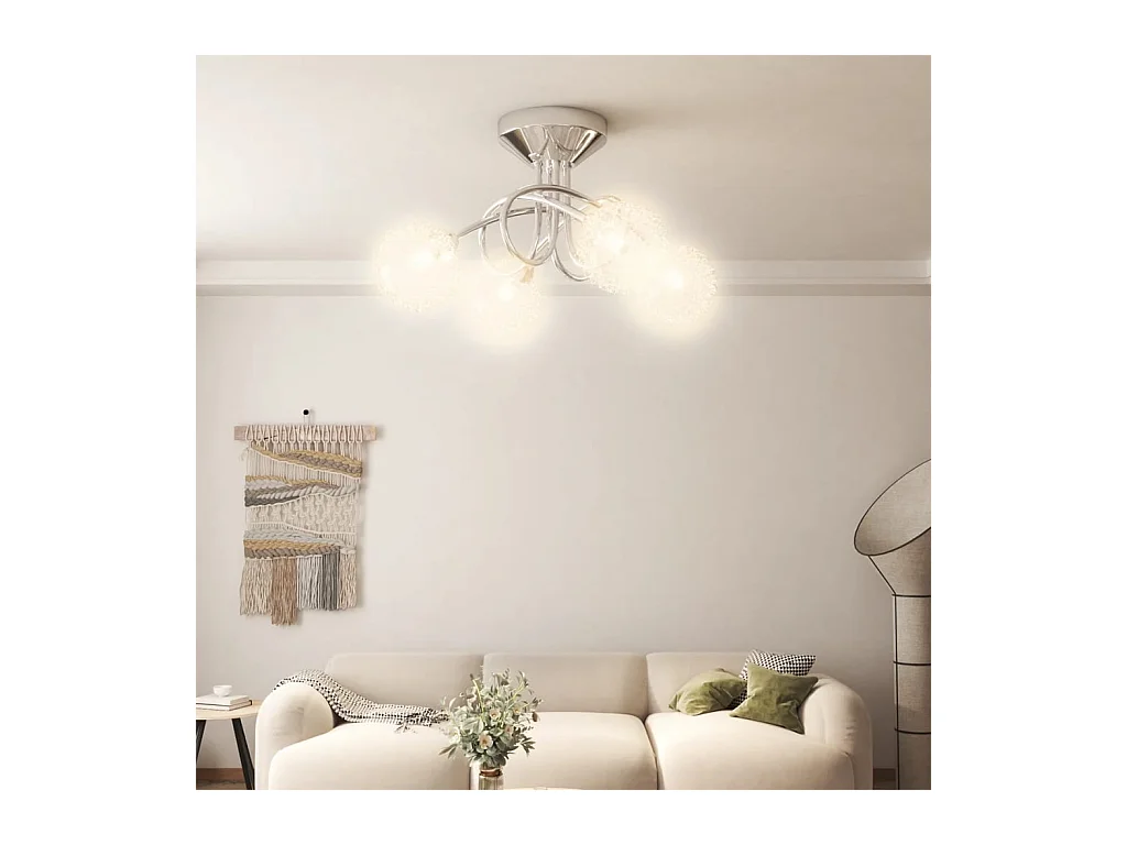 Plafonnier avec abat-jour en maille métallique pour 4 LED G9 FR885306