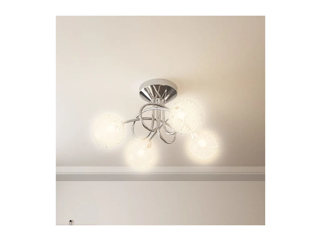 Plafonnier avec abat-jour en maille métallique pour 4 LED G9 FR885306