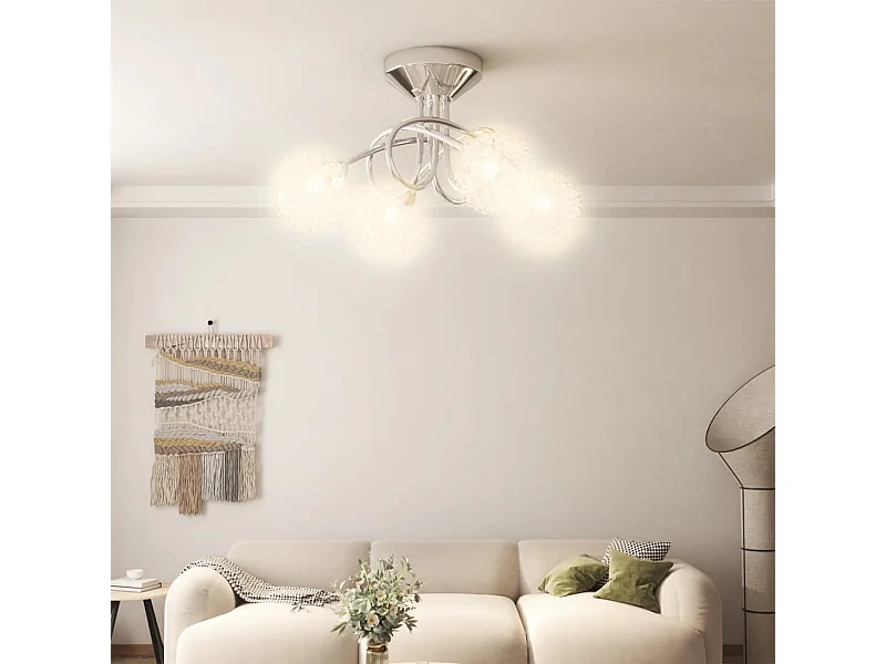 Plafonnier avec abat-jour en maille métallique pour 4 LED G9 FR885306