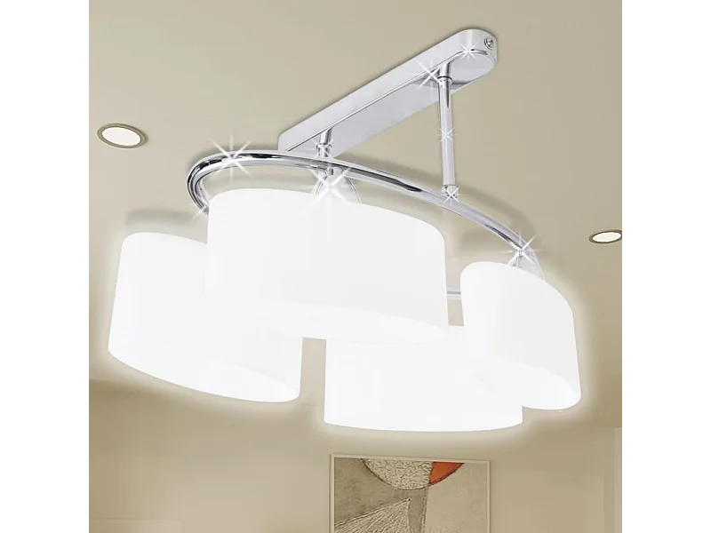 Lâmpada de teto com vidro de sombras em forma oval para 4 E14 Bulbos PT458112