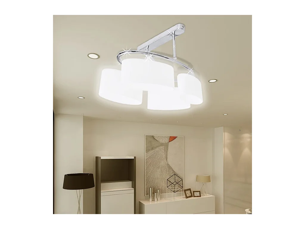 Plafonnier avec abat-jour en verre pour 4 ampoules E14 FR281050