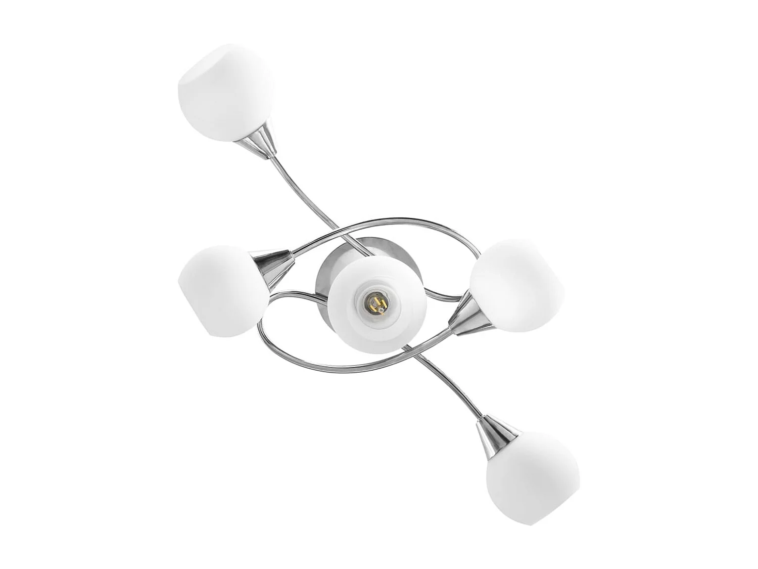 Plafonnier avec abat-jour en verre 5 ampoules E14 Blanc Bol FR287067