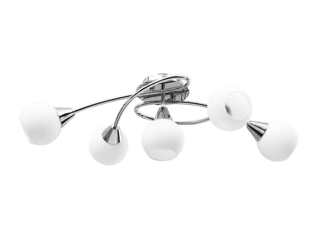 Plafonnier avec abat-jour en verre 5 ampoules E14 Blanc Bol FR287067