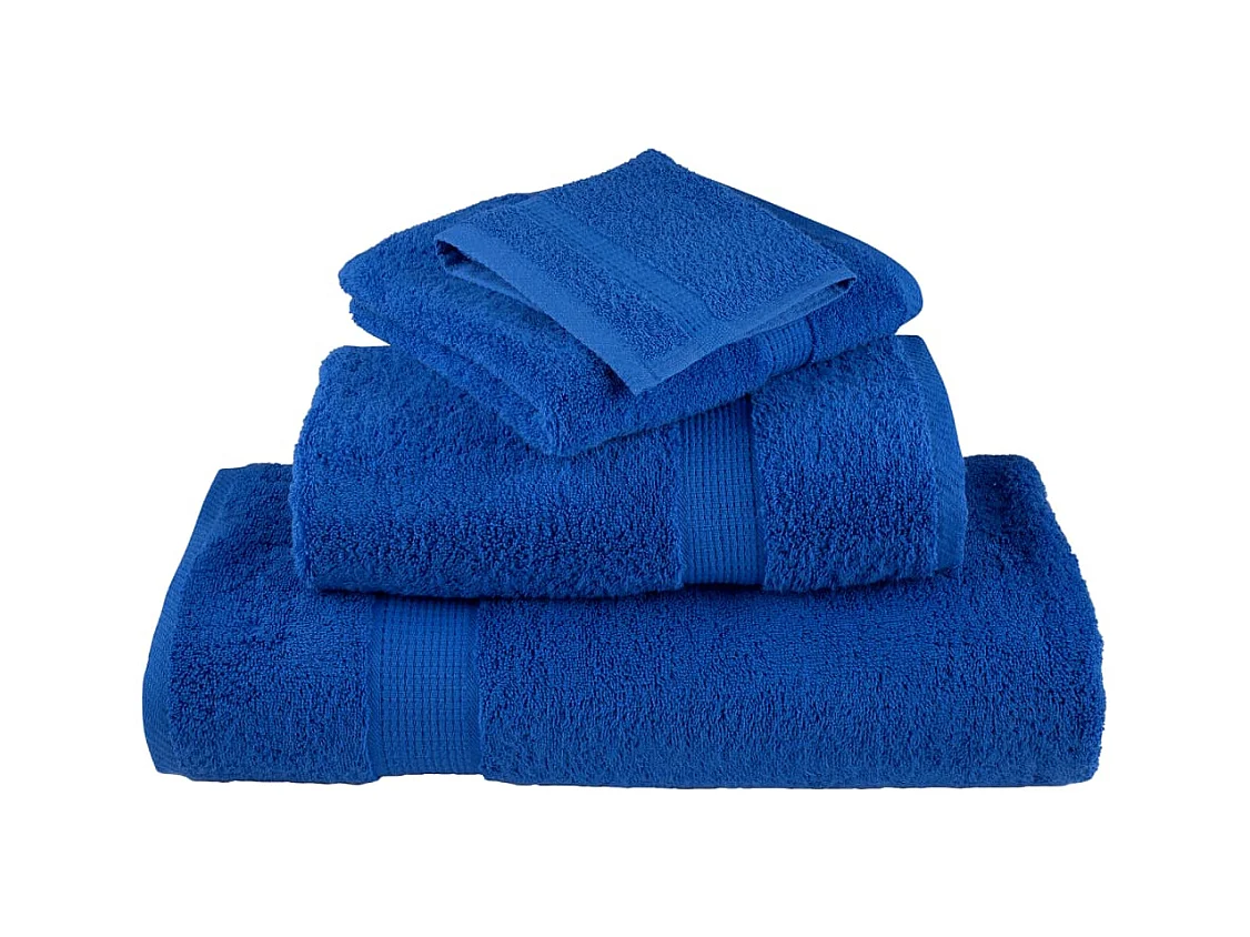 Serviettes de bain de qualité supérieure 10 pcs bleu 100% coton FR548056