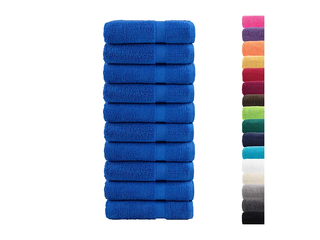 Serviettes de bain de qualité supérieure 10 pcs bleu 100% coton FR548056