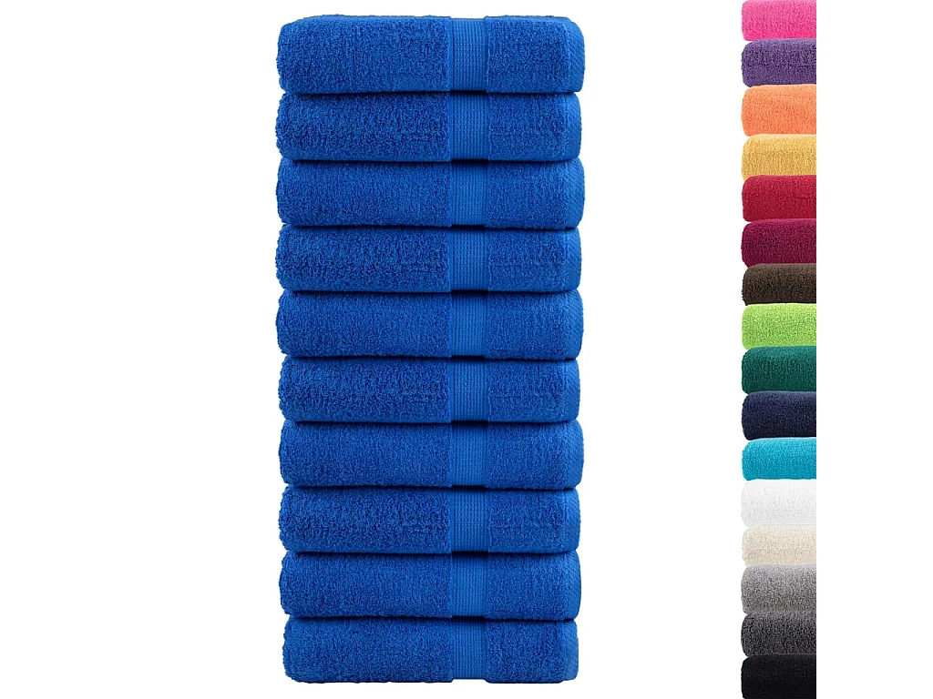 Serviettes de bain de qualité supérieure 10 pcs bleu 100% coton FR548056