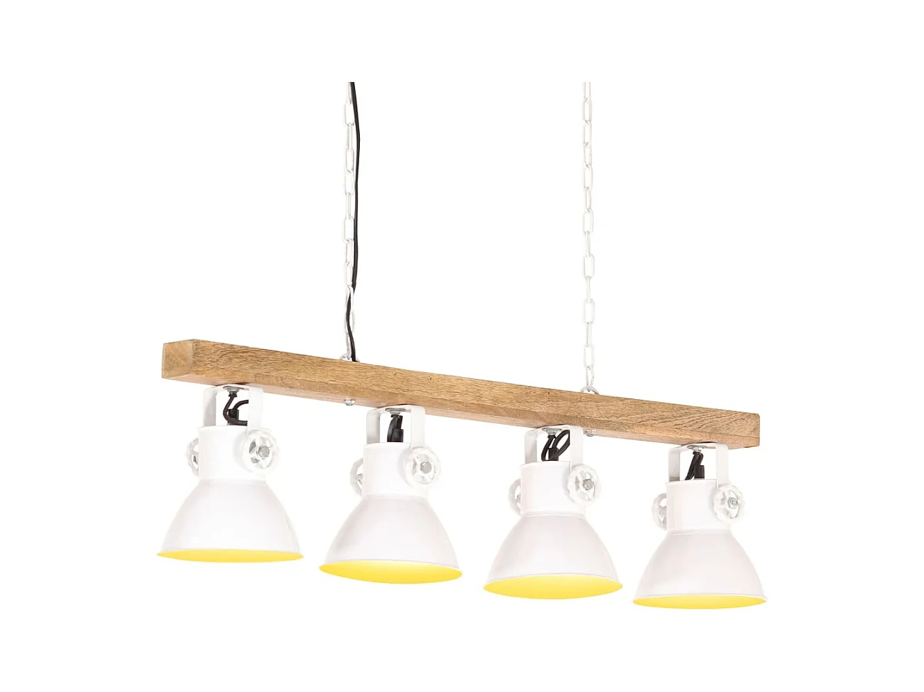 Plafonnier industriel Blanc E27 Bois de manguier FR871526