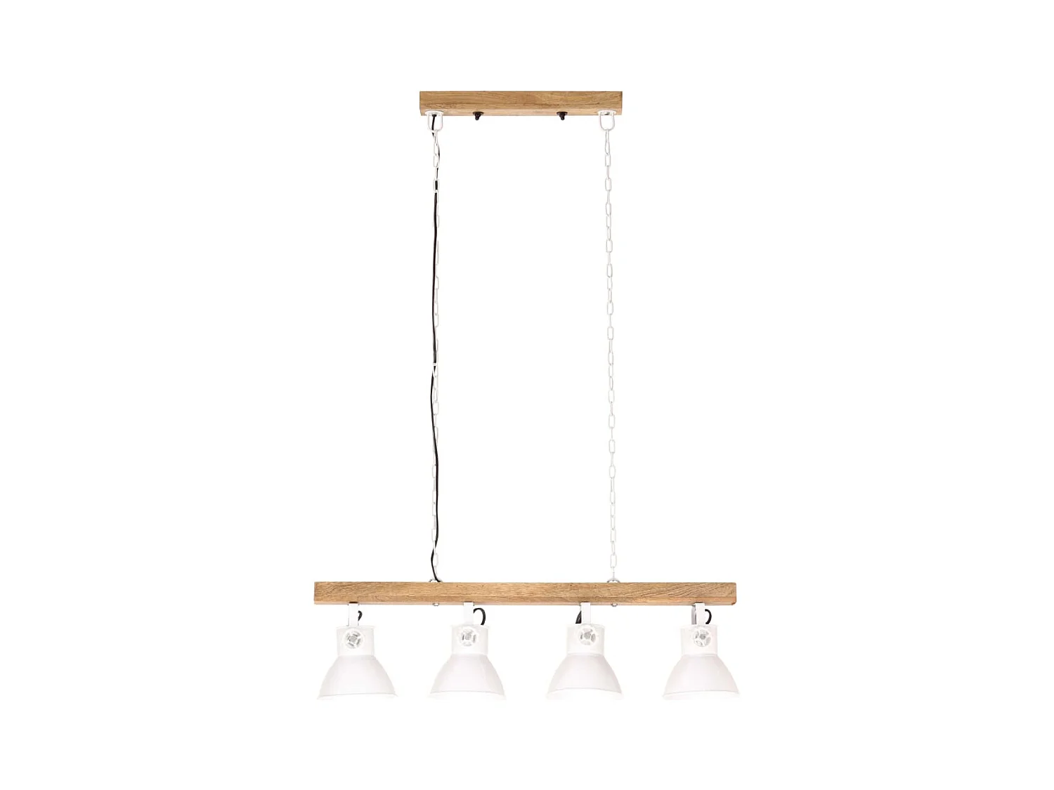 Plafonnier industriel Blanc E27 Bois de manguier FR871526