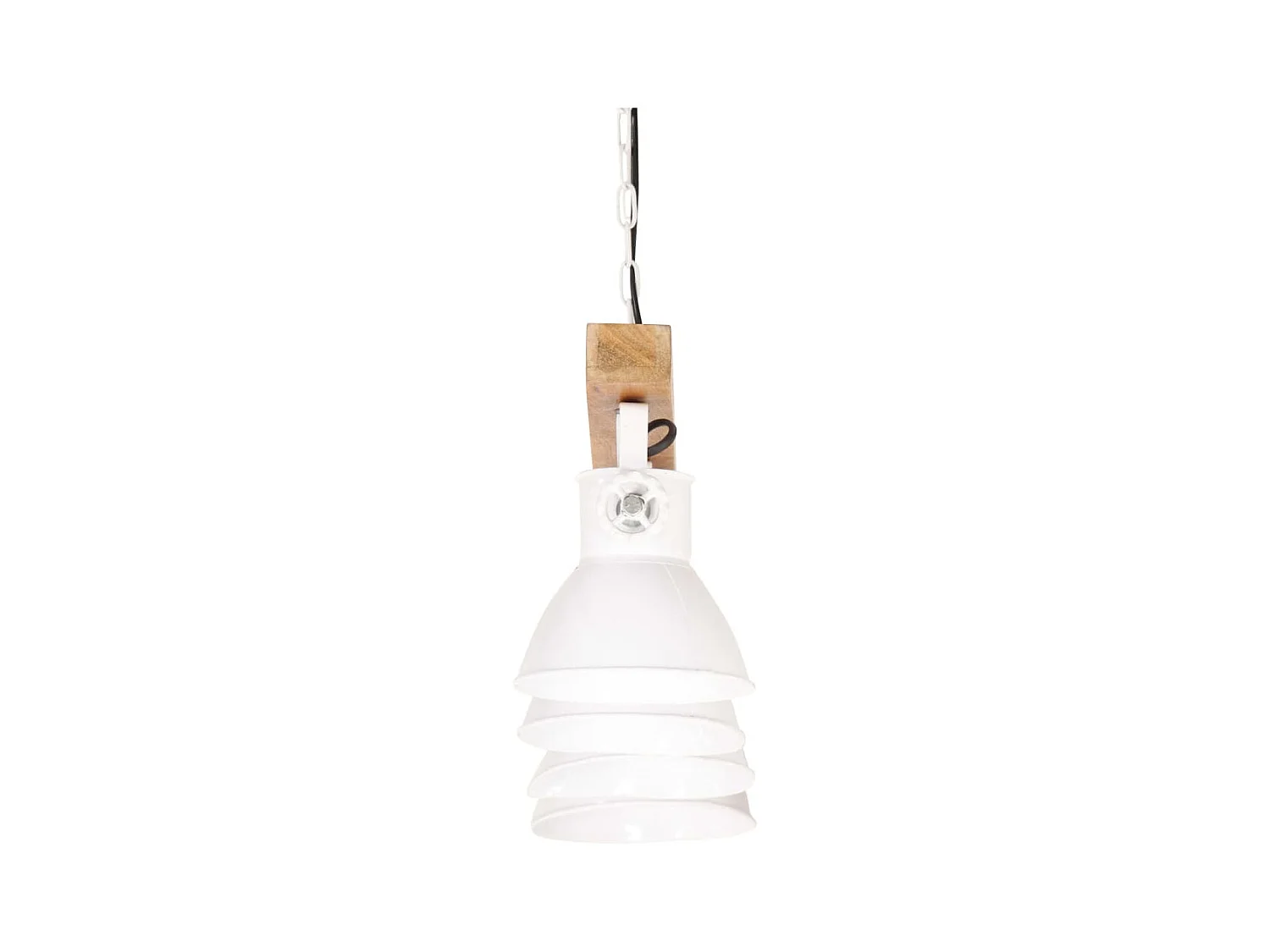 Plafonnier industriel Blanc E27 Bois de manguier FR871526