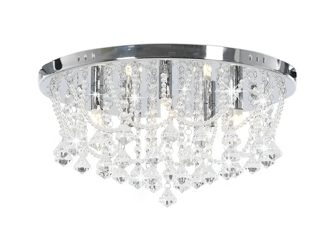 Plafonnier avec perles de cristal Argenté Rond 4 ampoules G9 FR873095