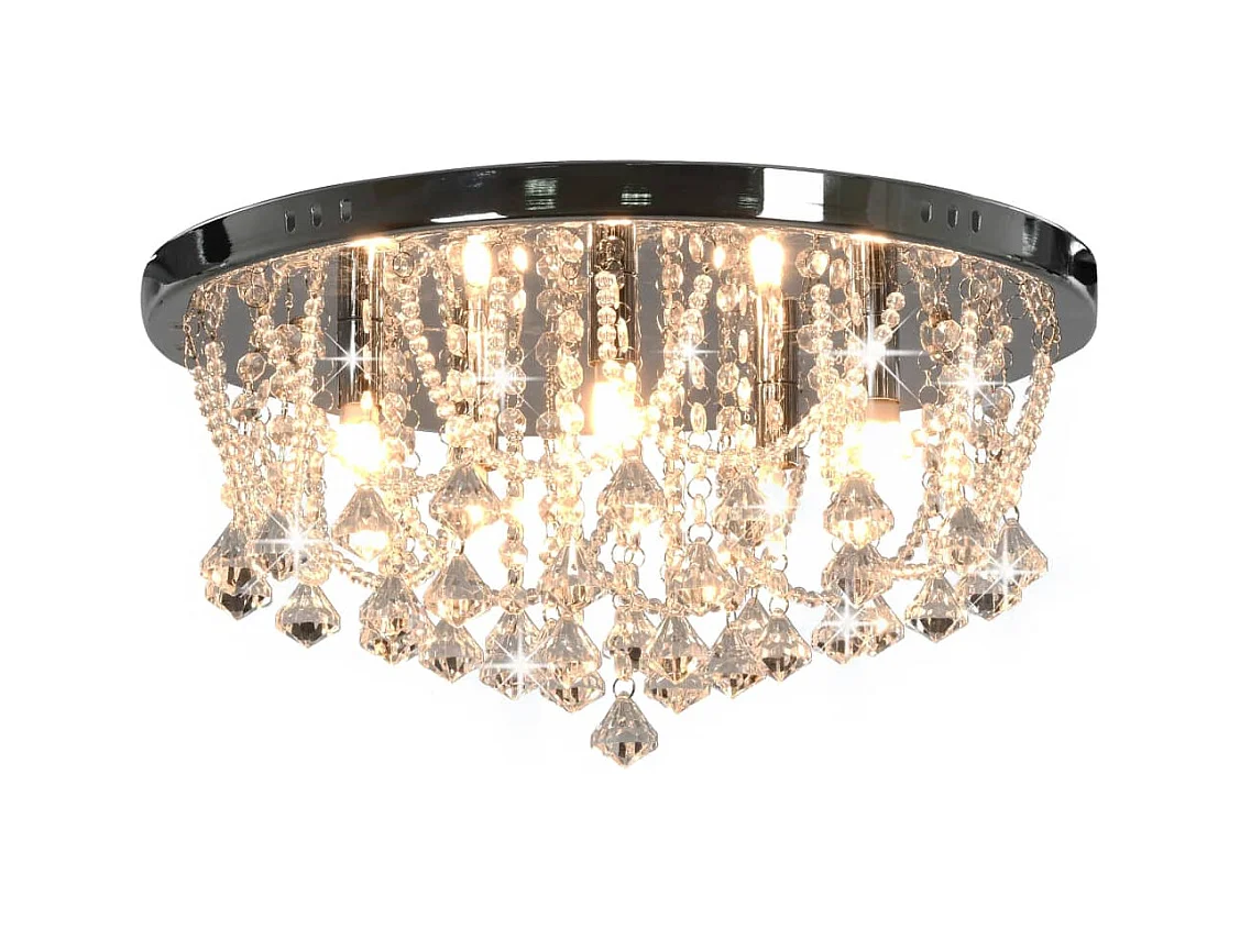 Plafonnier avec perles de cristal Argenté Rond 4 ampoules G9 FR873095