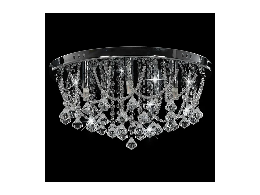 Plafonnier avec perles de cristal Argenté Rond 4 ampoules G9 FR873095