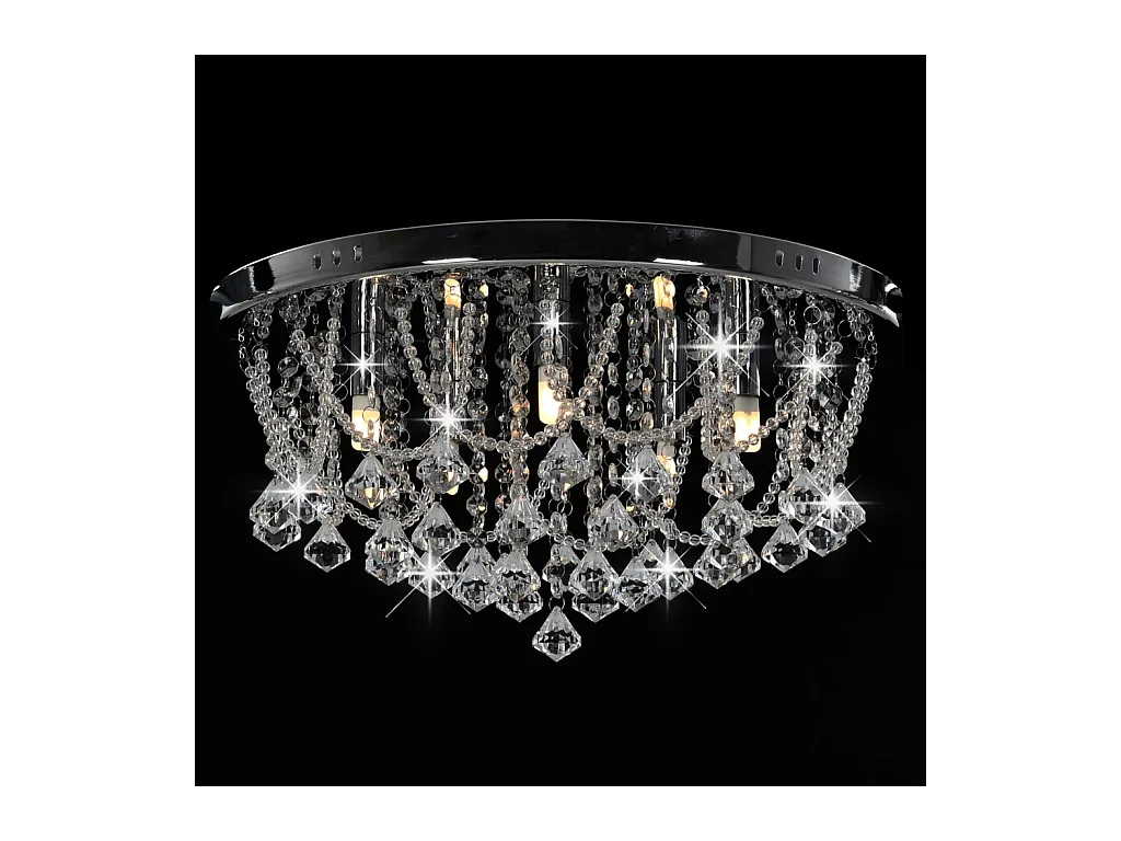 Plafonnier avec perles de cristal Argenté Rond 4 ampoules G9 FR873095