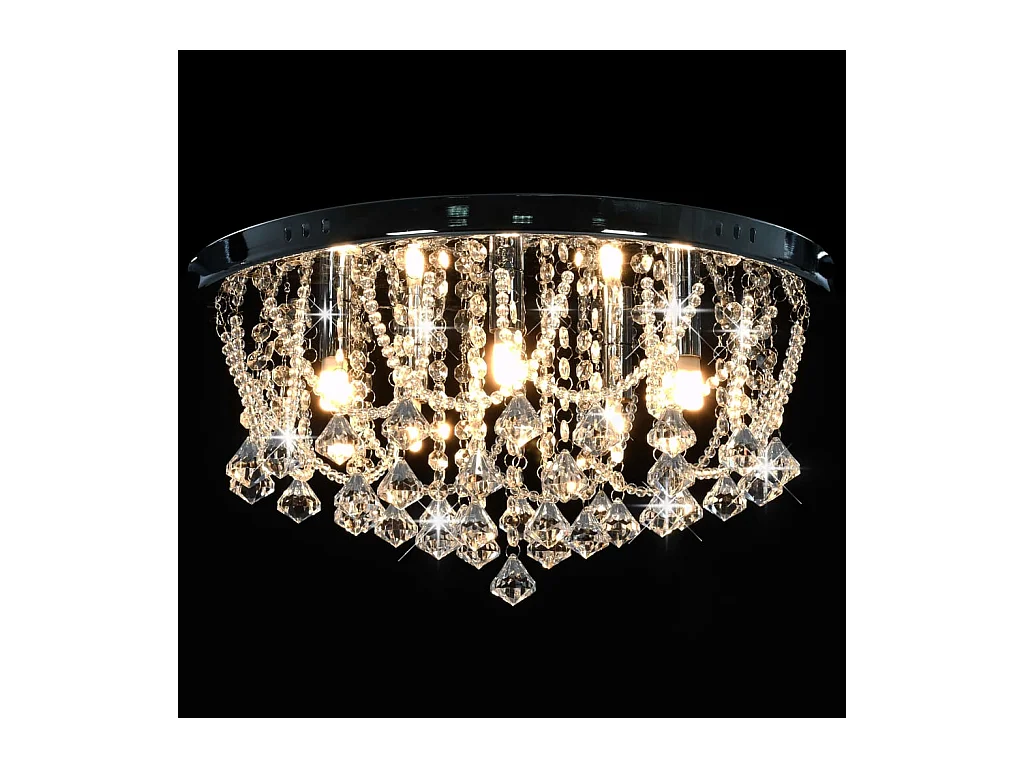 Plafonnier avec perles de cristal Argenté Rond 4 ampoules G9 FR873095