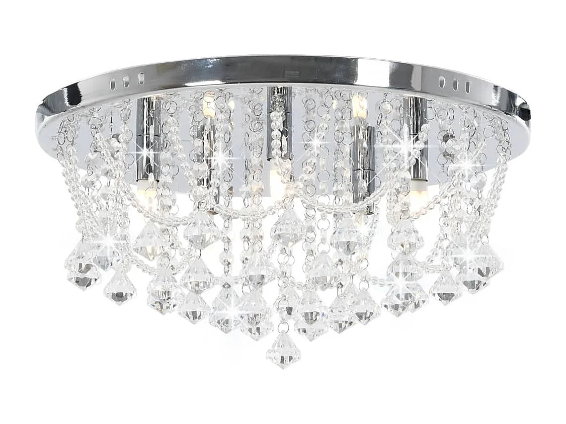 Plafonnier avec perles de cristal Argenté Rond 4 ampoules G9 FR873095