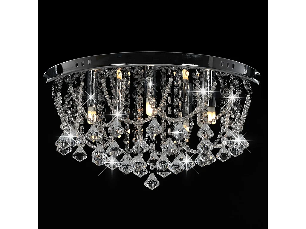 Plafonnier avec perles de cristal Argenté Rond 4 ampoules G9 FR873095