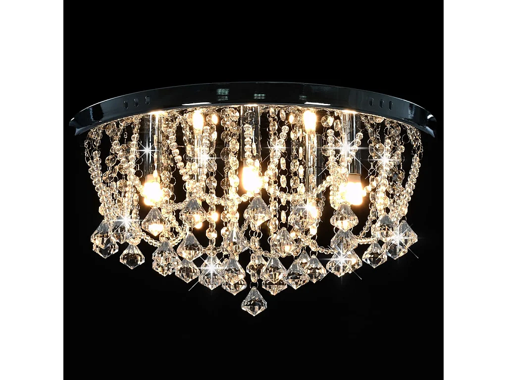 Plafonnier avec perles de cristal Argenté Rond 4 ampoules G9 FR873095