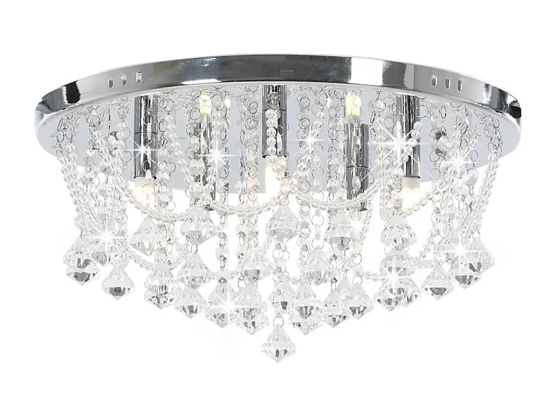 Plafonnier avec perles de cristal Argenté Rond 4 ampoules G9 FR873095