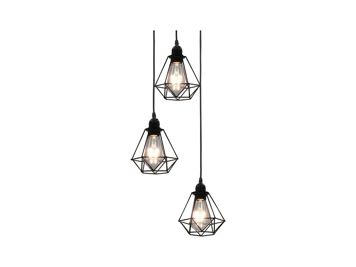 Plafonnier avec design de diamant Noir 3 ampoules E27 FR584939