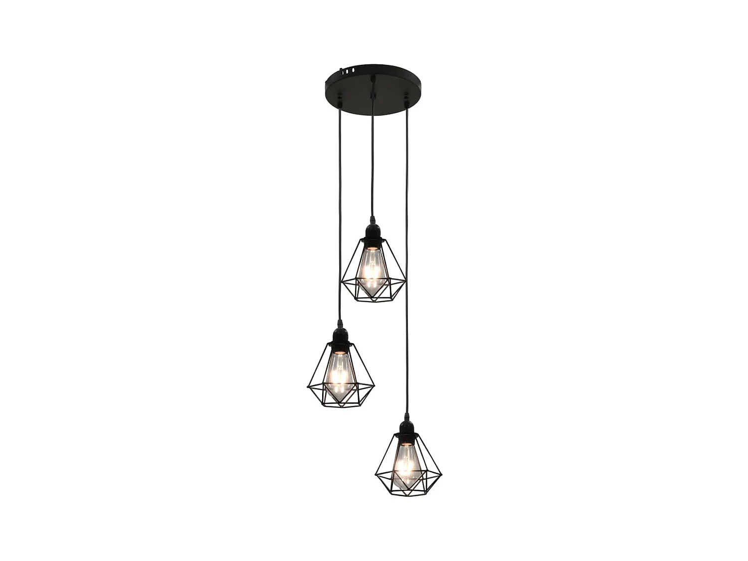 Plafonnier avec design de diamant Noir 3 ampoules E27 FR584939