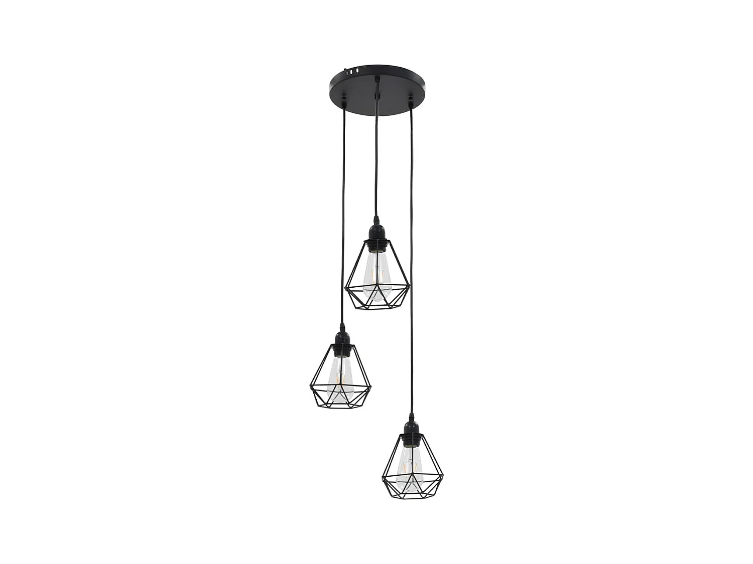 Plafonnier avec design de diamant Noir 3 ampoules E27 FR584939