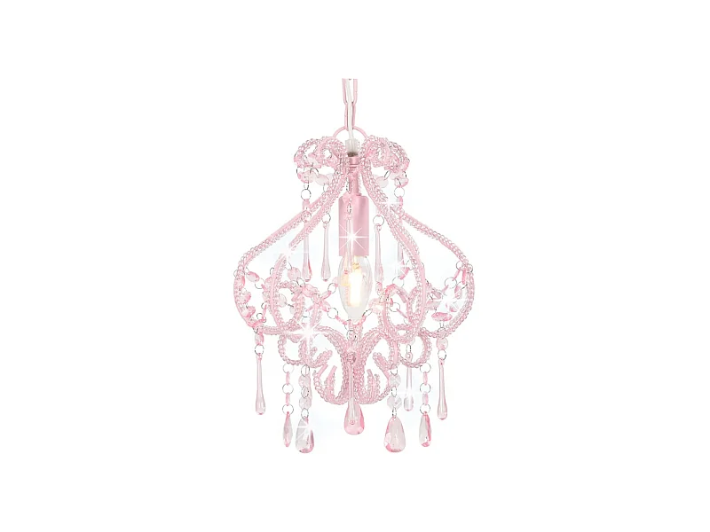 Plafonnier avec perles Rose Rond E14 FR449021