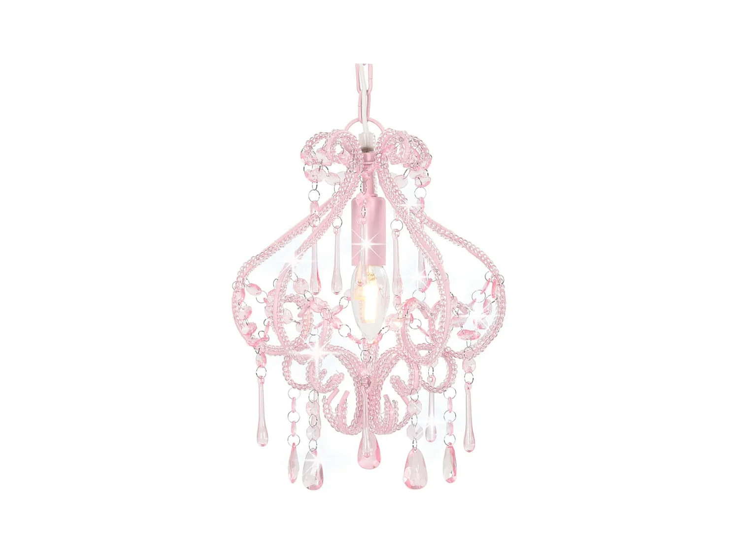 Plafonnier avec perles Rose Rond E14 FR449021