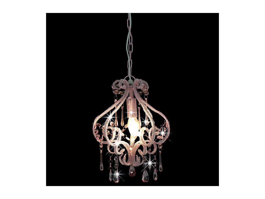 Plafonnier avec perles Rose Rond E14 FR449021