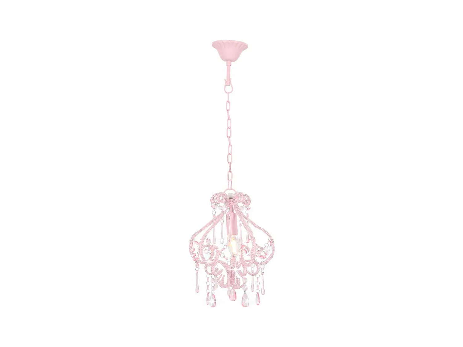 Plafonnier avec perles Rose Rond E14 FR449021
