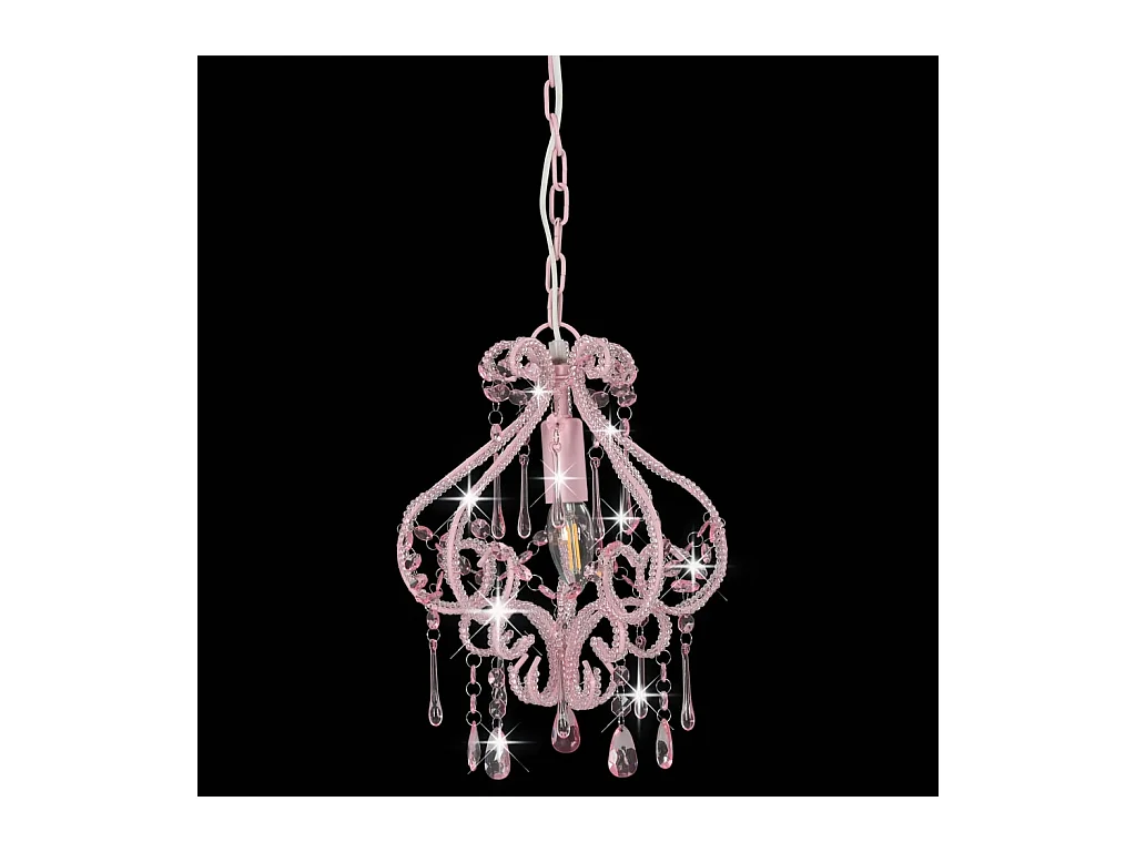 Plafonnier avec perles Rose Rond E14 FR449021