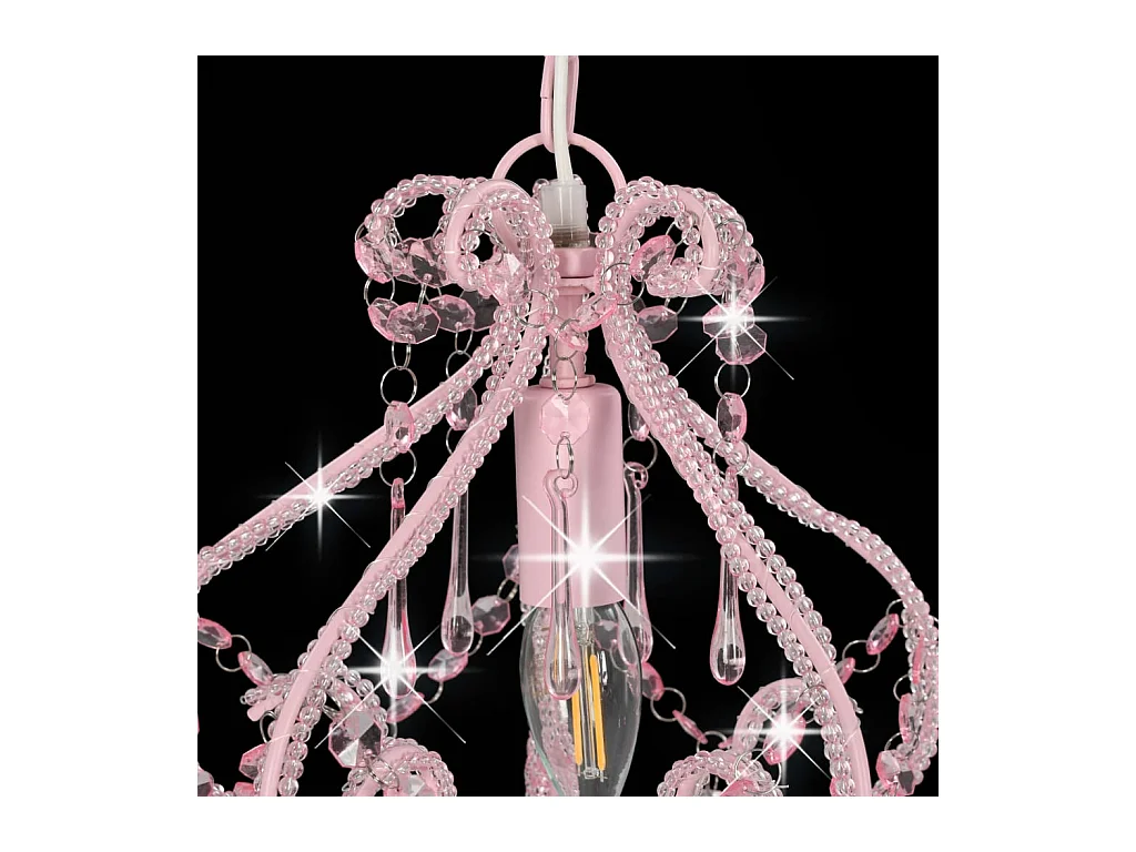 Plafonnier avec perles Rose Rond E14 FR449021