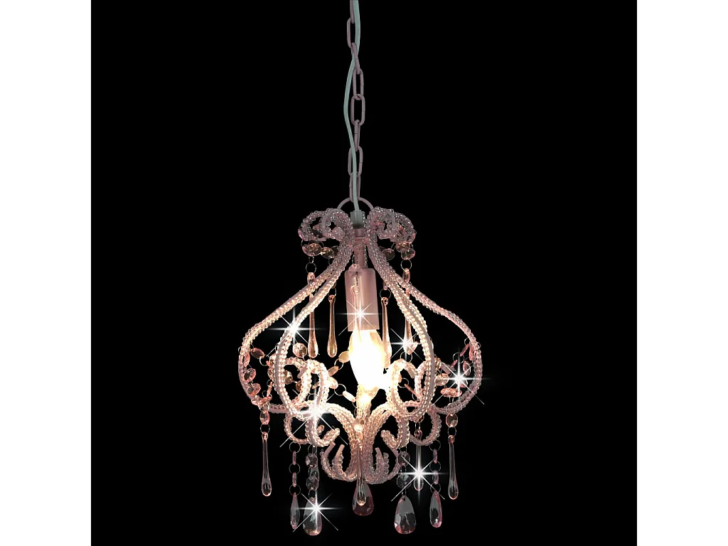 Lámpara de techo con cuentas rosa redonda E14 ES214861